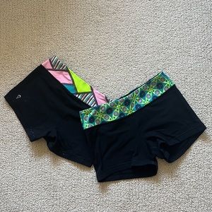 Two pairs Black Ivivva Athletic Shorts with Colored Waistband Bundle
